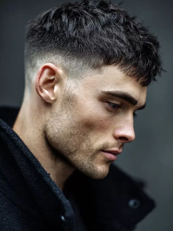 Thick Hair Textured Crop with Low Taper Fade