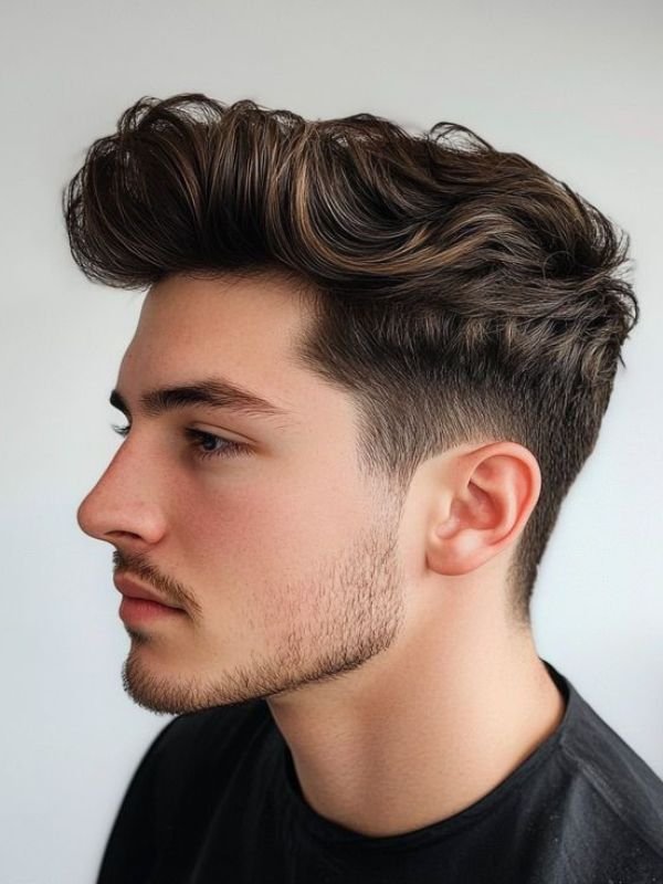 Wavy Hair Low Taper Fade Side Part