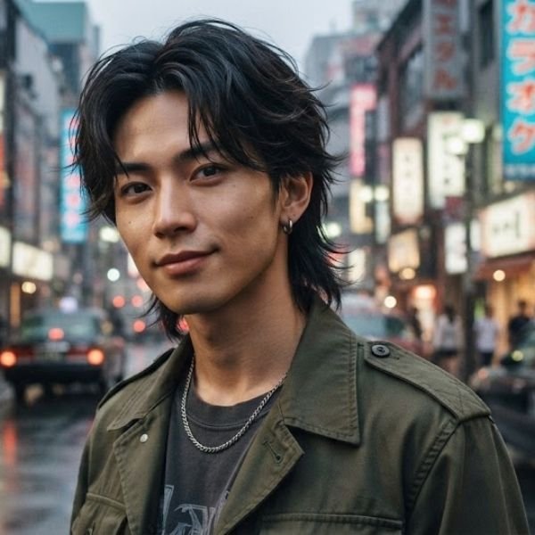 Asian Middle-Part Mullet