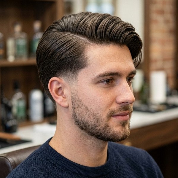 Long Comb Over with Tapered Sides