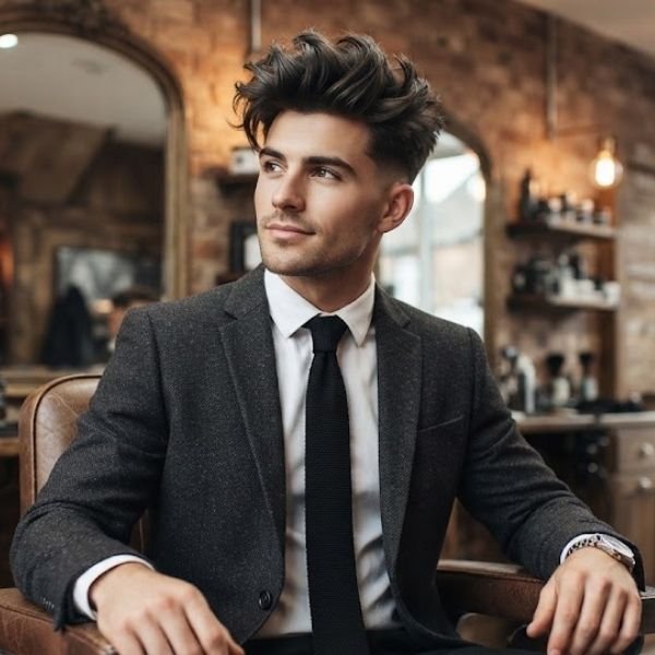Messy Quiff with Taper Fade