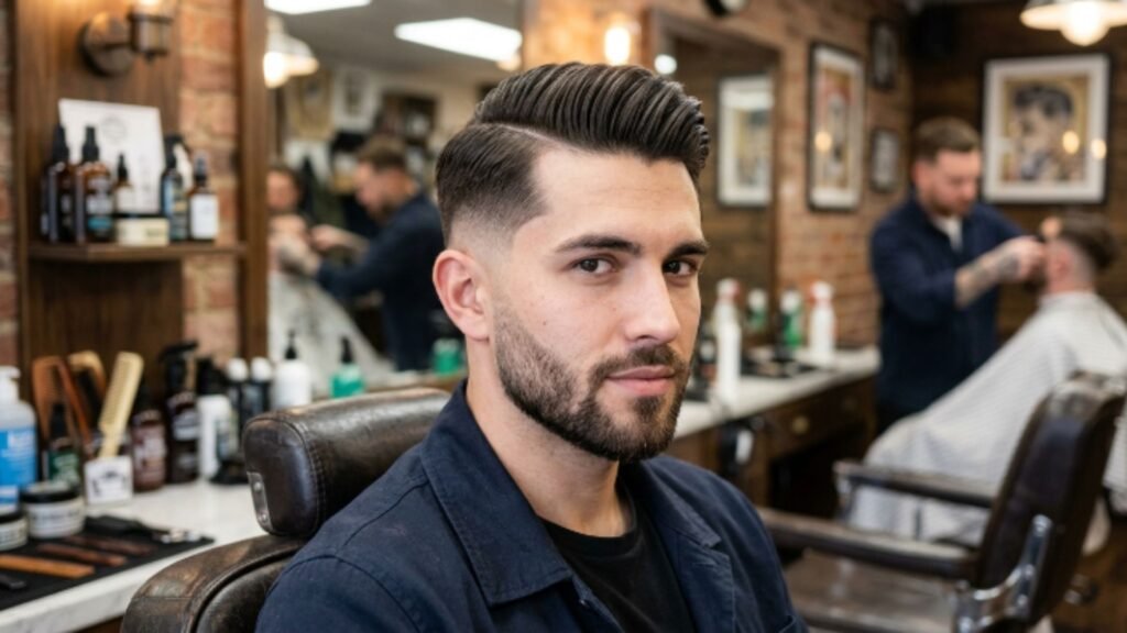 Mid Fade with Comb Over