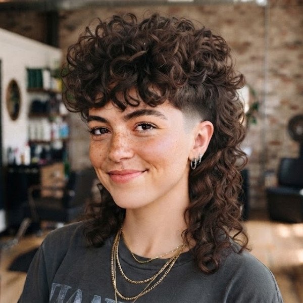 Permed V-Back Mullet